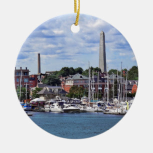 Boston MA - Marina With Bunker Hill Monument Ceramic Ornament