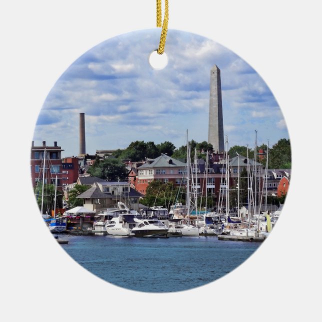 Boston MA - Marina With Bunker Hill Monument Ceramic Ornament (Front)