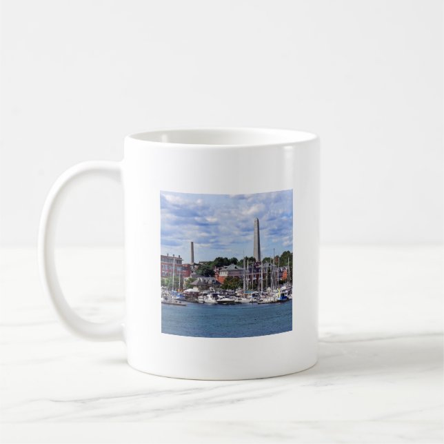Boston MA - Marina With Bunker Hill Monument Coffee Mug (Left)