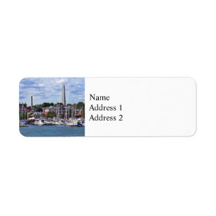 Boston MA - Marina With Bunker Hill Monument Return Address Label