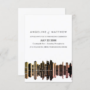 Boston Ma Skyline Cityscape Wedding Invitation