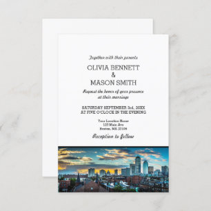 Boston Ma Skyline Cityscape Wedding Invitation