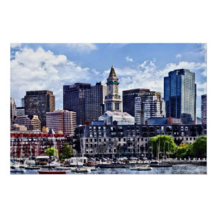 Boston MA - Skyline With Custom House Tower Poster
