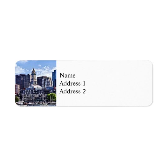 Boston MA - Skyline With Custom House Tower Return Address Label
