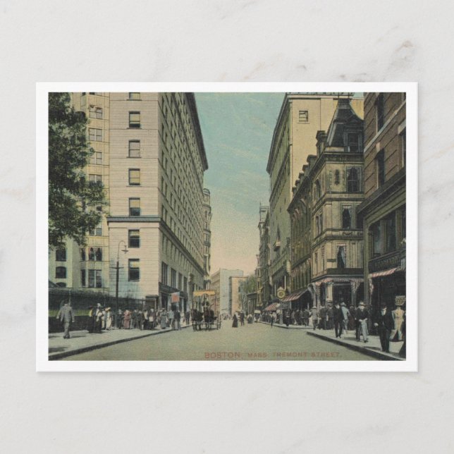 Boston MA, Tremont St View 1909 Postcard (Front)