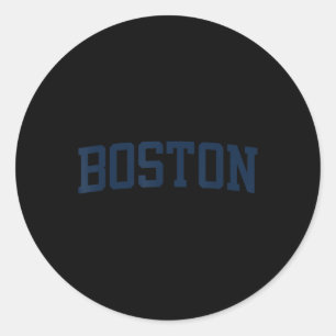 Boston Machusetts Collegiate Style Varsity Block L Classic Round Sticker