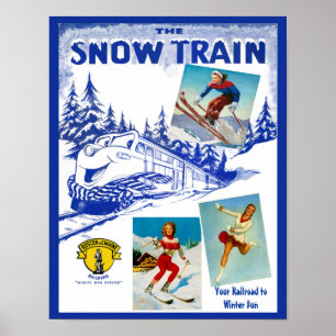Boston & Maine Railroad Snow Train Travel Poster