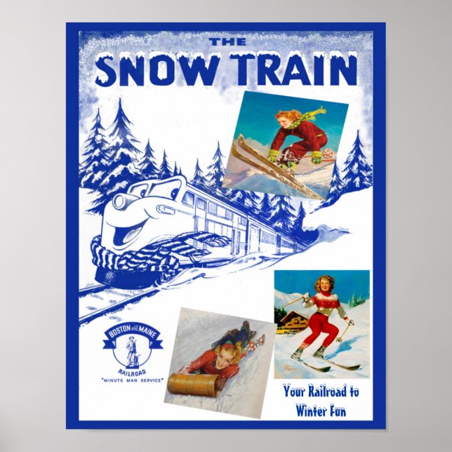 Boston & Maine Railroad Snow Train Travel Poster (Front)