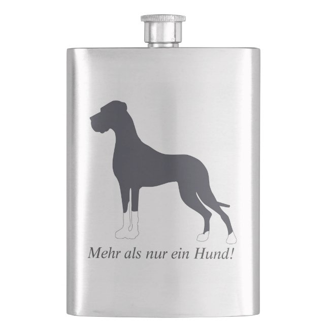 Boston Mantle Great Dane Hip Flask (Front)