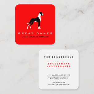 Boston Mantle Great Dane on red Square Business Card