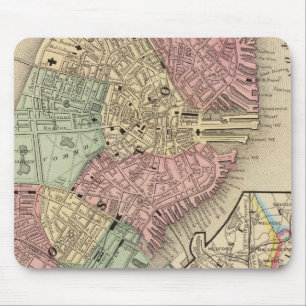 Boston Map by Mitchell Mouse Pad