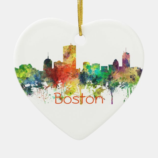BOSTON MASS. SKYLINE SP - CERAMIC TREE DECORATION (Front)
