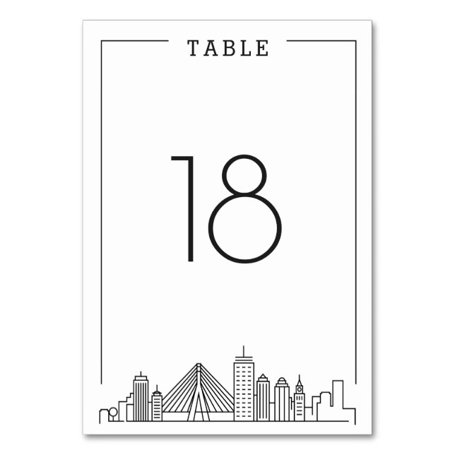 Boston, Mass Wedding | Table Number (Front)