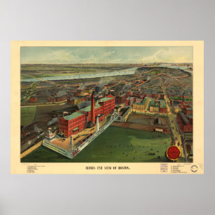 Boston Massachusetts 1902 Antique Panoramic Map Poster