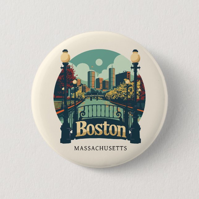 Boston Massachusetts 6 Cm Round Badge (Front)