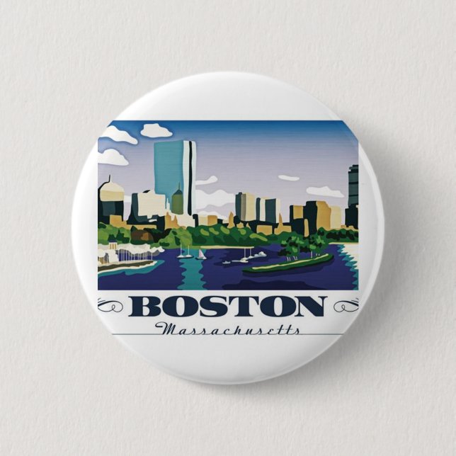 Boston, Massachusetts 6 Cm Round Badge (Front)
