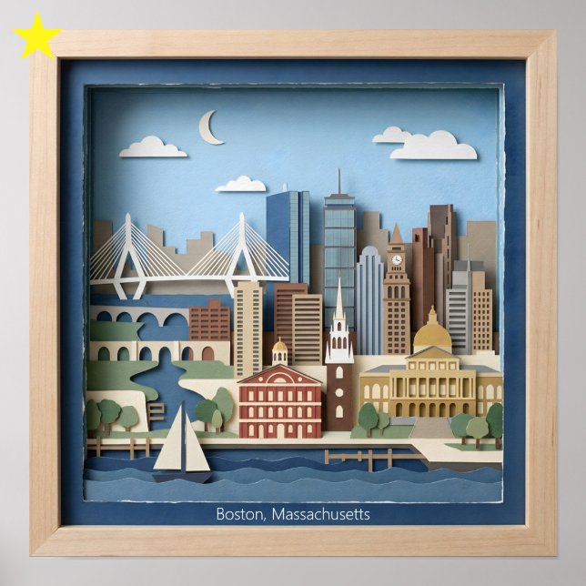 Boston Massachusetts America Layered Paper Art Poster (Creator Uploaded)