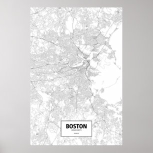 Boston, Massachusetts (black on white) Poster