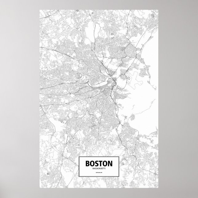 Boston, Massachusetts (black on white) Poster (Front)