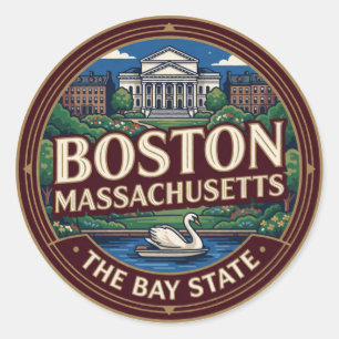 Boston Massachusetts Capital New England Travel Classic Round Sticker