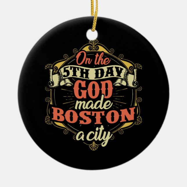 Boston Massachusetts Ceramic Ornament (Front)