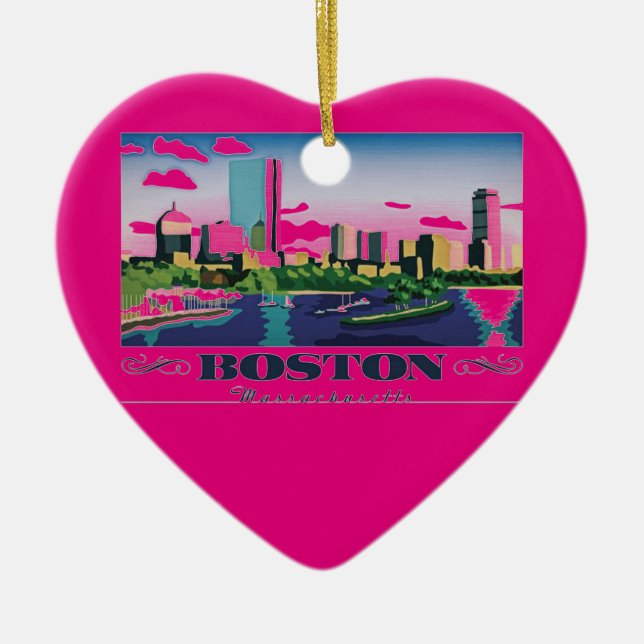 Boston, Massachusetts Ceramic Tree Decoration (Front)