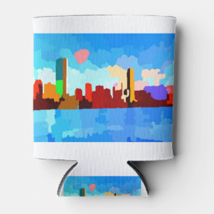 Boston Massachusetts Charles River Skyline Can Cooler