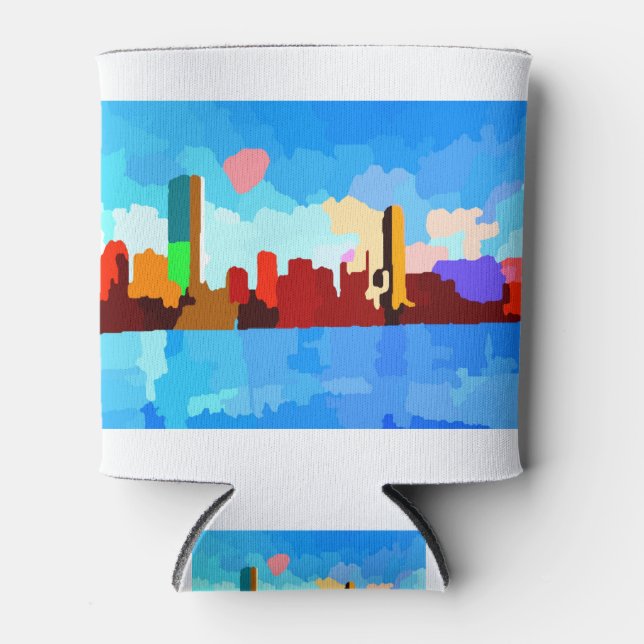 Boston Massachusetts Charles River Skyline Can Cooler (Front)