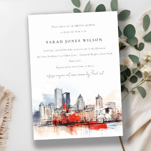 Boston Massachusetts City Scape Bridal Shower Invitation