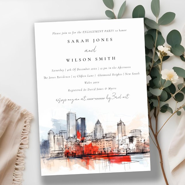 Boston Massachusetts City Scape Engagement Invitation (Creator Uploaded)