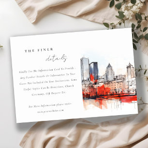 Boston Massachusetts City Scape Wedding Details Enclosure Card