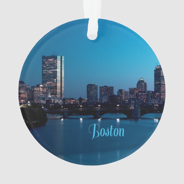 Boston Massachusetts City Skyline Ornament (Back)