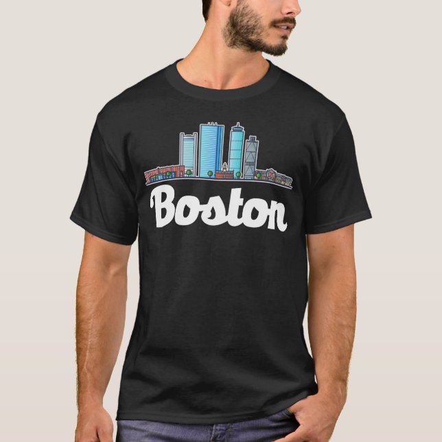 Boston Massachusetts City Skyline T-Shirt (Front)