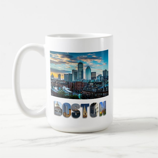Boston Massachusetts City Skyline Travel Photo Coffee Mug (Left)