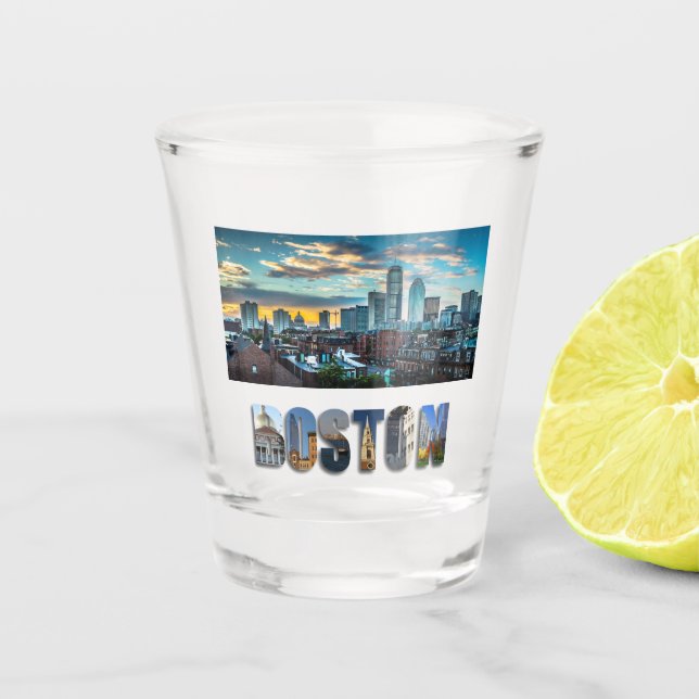 Boston Massachusetts City Skyline Travel Photo Shot Glass (Front)