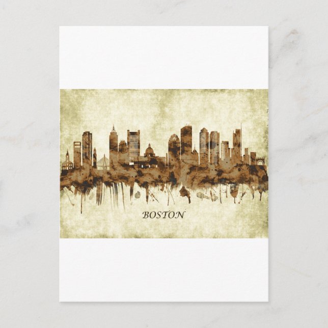 Boston Massachusetts Cityscape Invitation Postcard (Front)