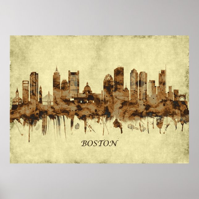 Boston Massachusetts Cityscape Poster (Front)