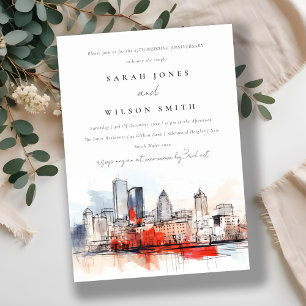 Boston Massachusetts Cityscape Wedding Anniversary Invitation