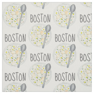BOSTON Massachusetts Clam Chowder Foodie Soup MA Fabric