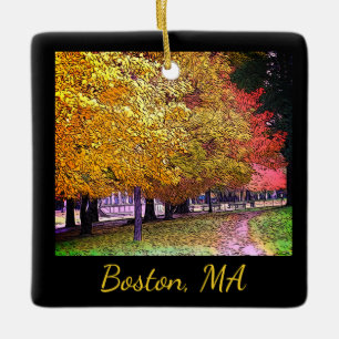 Boston, Massachusetts Fall Foliage Ceramic Ornament