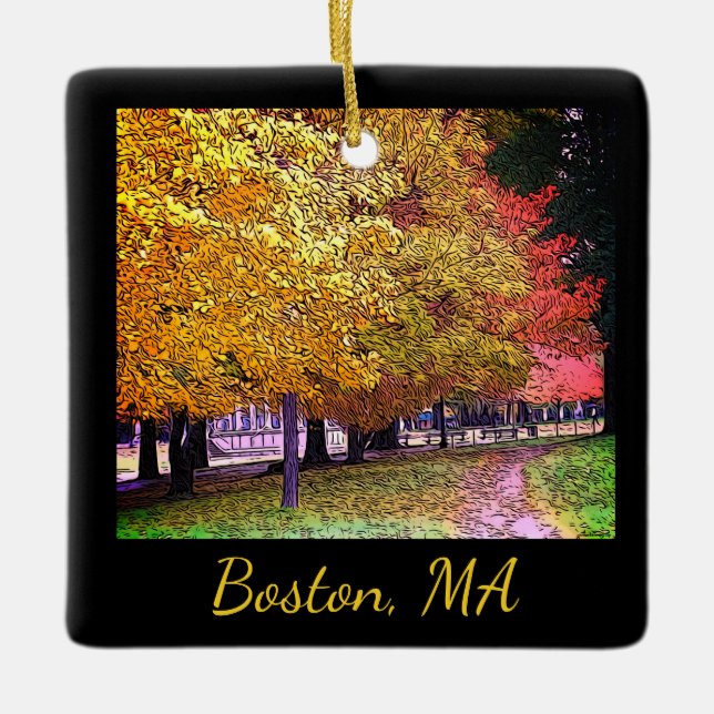 Boston, Massachusetts Fall Foliage  Ceramic Ornament (Front)