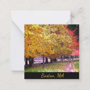 Boston, Massachusetts Fall Foliage Comic Art 0533 Card
