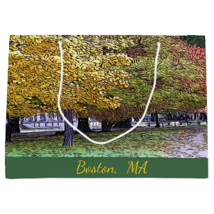 Boston, Massachusetts Fall Foliage Large Gift Bag