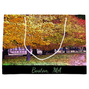 Boston, Massachusetts Fall Foliage Large Gift Bag