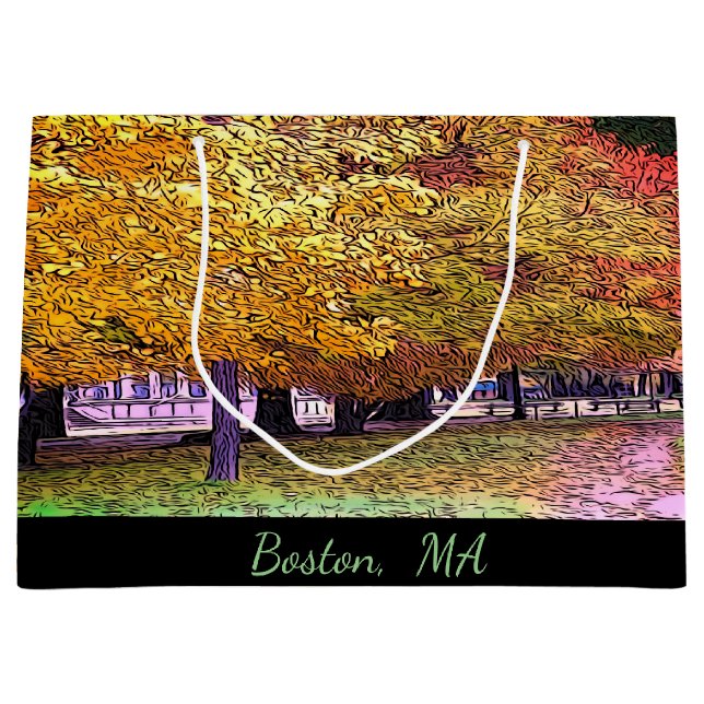 Boston, Massachusetts Fall Foliage Large Gift Bag (Front)