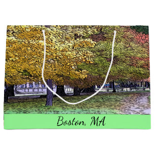 Boston, Massachusetts Fall Foliage Large Gift Bag