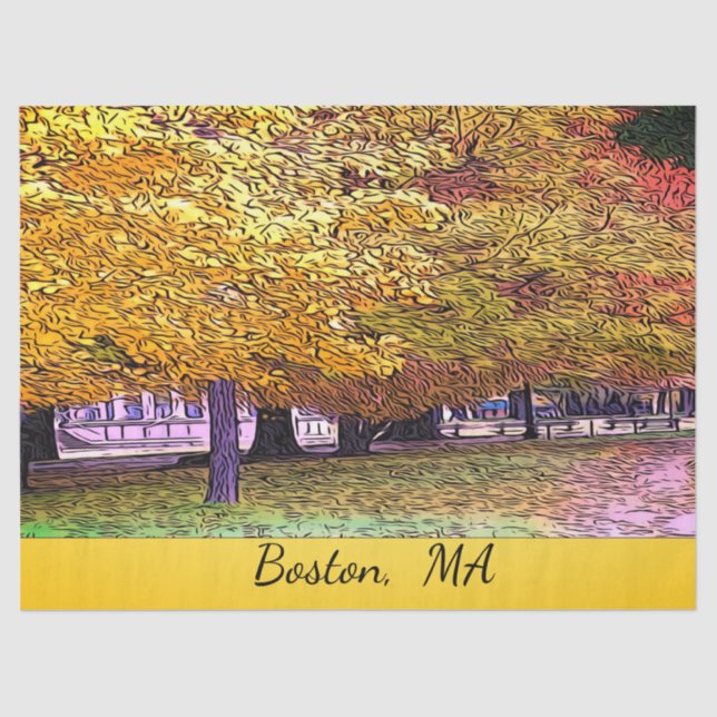 Boston, Massachusetts Fall Foliage  Tissue Paper (Front)