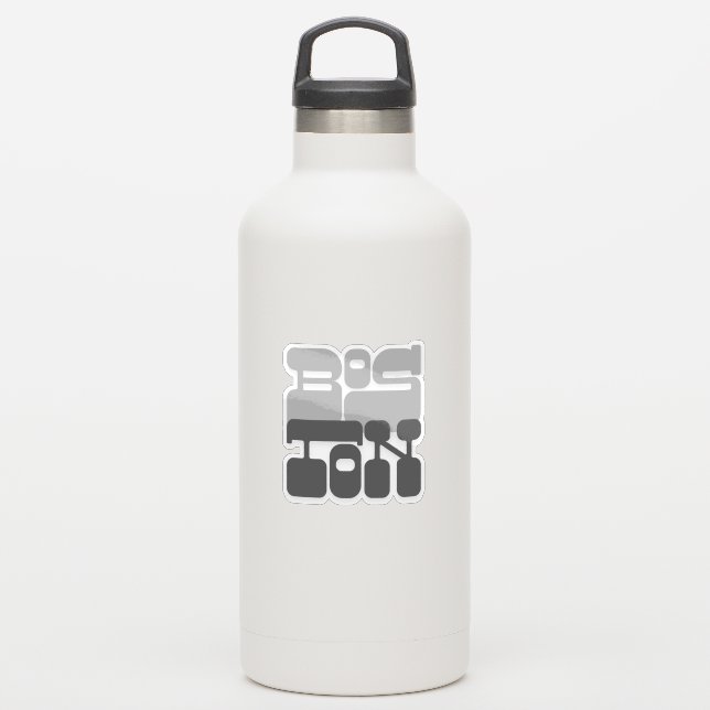 Boston Massachusetts Grey Bubble Letter (Waterbottle)