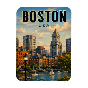 Boston Massachusetts Historic Harbour Landscape Magnet