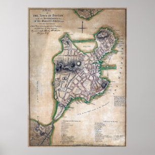 Boston Massachusetts Map 1775 by Thomas Hyde Page Poster